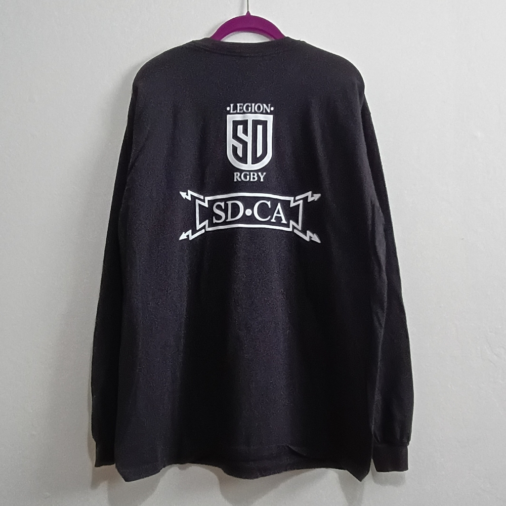 San Diego Legion Rugby Long Sleeve Black Cotton Shirt - Picture 2 of 5